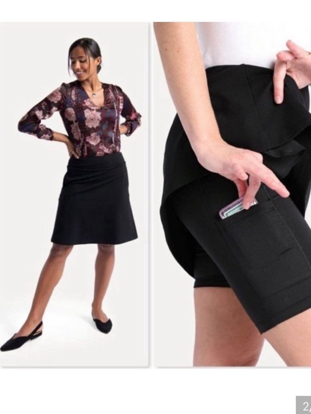 Betabrand Black Work-It Skort with Built In Shorts - Size Small